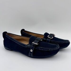 Coach Women's Jillian Black Signature Jacquard Loafers with Silver Hardware | 6M